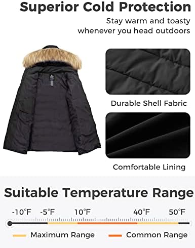 wantdo Women's Plus Size Winter Coats Puffer Coat Parka Jacket with Hood