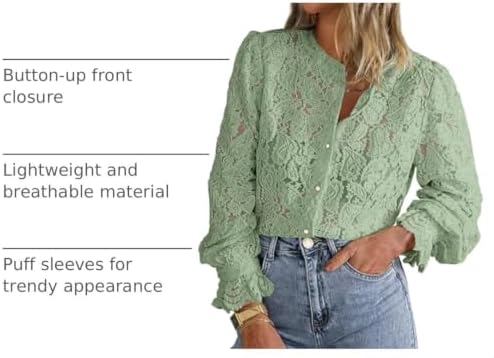 PRETTYGARDEN Women's Fall Trendy Long Sleeve Lace Tops