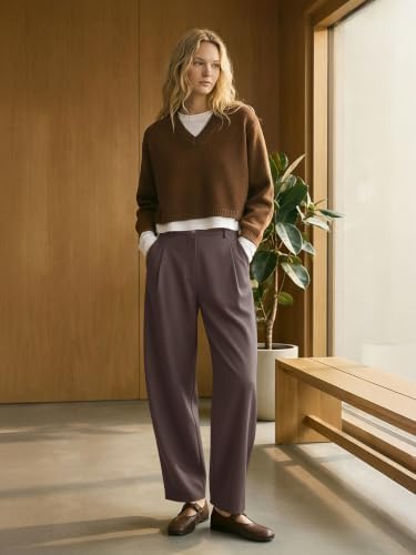 NIMIN Women Barrel Work Pants High Waisted Business Casual Trousers
