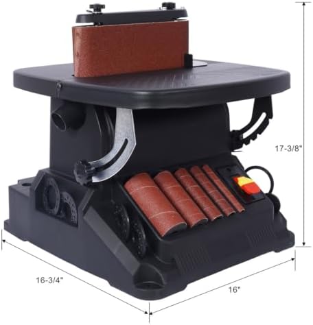 Oscillating Belt and Spindle Sander, 500W 2 in 1 Woodworking Machine with 5 Sanding Sleeves and 4x24 Belt, Efficient Dust Collection for Woodworking Projects, Furniture Finishing, DIY Projects