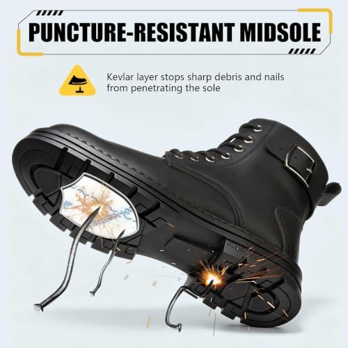 Steel Toe Boots for Men & Women,Slip On Work Boots for Construction