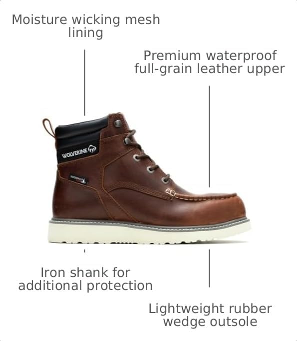 Wolverine Men's Trade Wedge 6" Moc Toe Construction Boot