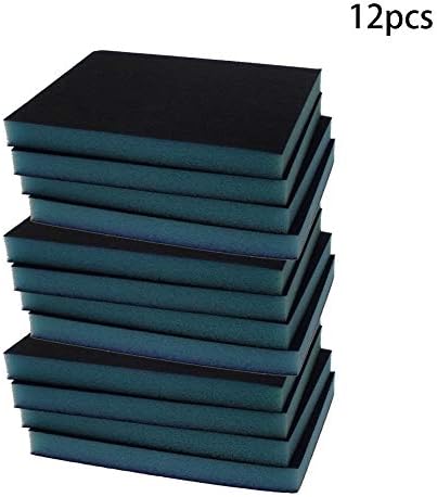Utoolmart Sanding Sponge Sanding Blocks, 180 Grit Wet Dry Sandpaper Sponge, Washable and Reusable Sand Sponge Kit, for Kitchen Cookware Cleaning and Rust Removal of Rusted Metal, Blue, 12 Pcs