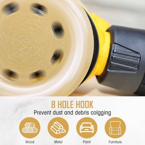 500 Pcs 5 Inch 8 Hole Sanding Discs, 60/80/120/220/320, Yellow