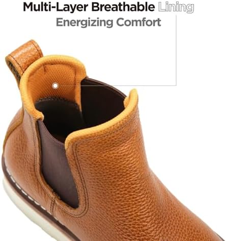 SUREWAY Men's 6-Inch Slip-On Chelsea Work Boots, Soft Toe Leather Boots