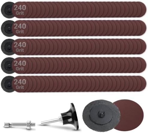 150Pcs 2 inch R-Type Quick Change Aluminum Oxide Surface Conditioning Sanding Discs Set 240 Grit with Adapter & Backing Pad