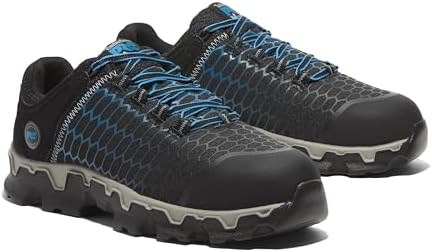 Timberland PRO Men's Powertrain Sport Alloy Safety Toe Industrial Athletic Work Shoe, Black/Blue-2024 New, 11