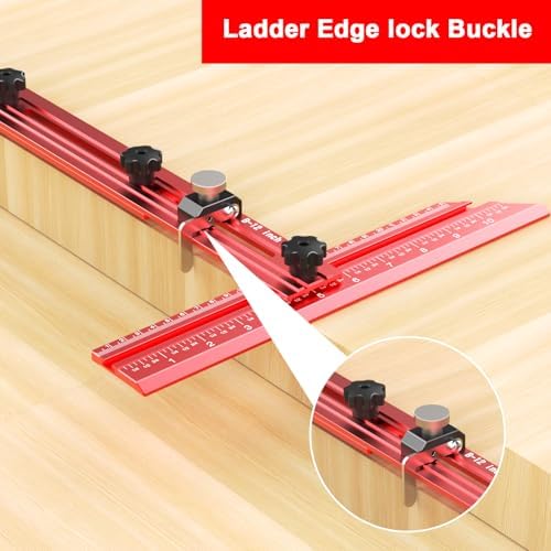 Stair Tread Template Tool – Stair Tread Gauge Jig, Aluminum Alloy Measuring and Scribe Tool for Accurate Angle, Depth, and Length Measurement of Stairs, Risers, and Partitions