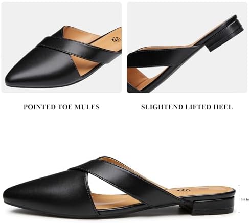 Rekayla Women's Mules Closed Pointed Toe Flats Backless Loafers Shoes for Women