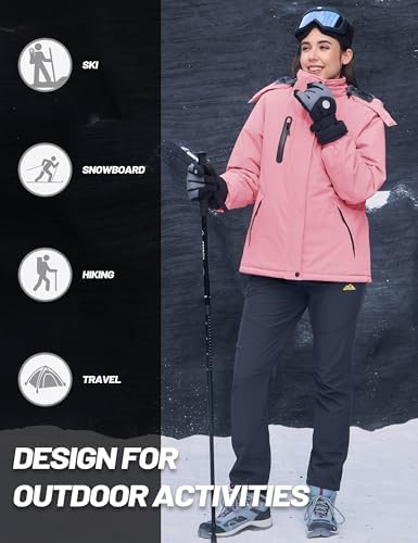 MAGCOMSEN Womens Winter Coats Waterproof Ski Snow Warm Fleece Rain Jacket