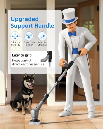 MR.SIGA Electric Spin Scrubber, Cordless Bathroom Scrubber Brush