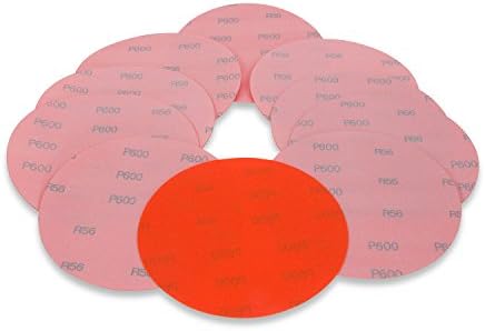 Red Label Abrasives 6 Inch 600 Grit High Performance Hook and Loop Wet/Dry Auto Body Film Sanding Discs, 50 Pack
