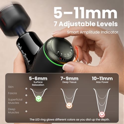 BOB AND BRAD Q2 Ultra Max Mini Massage Gun, Deep Tissue Back Handheld Massager with Infrared Heat Therapy, 5-11mm Amplitude, FSA Approved Portable Percussion Muscle Massager Gun Fathers Day HSA