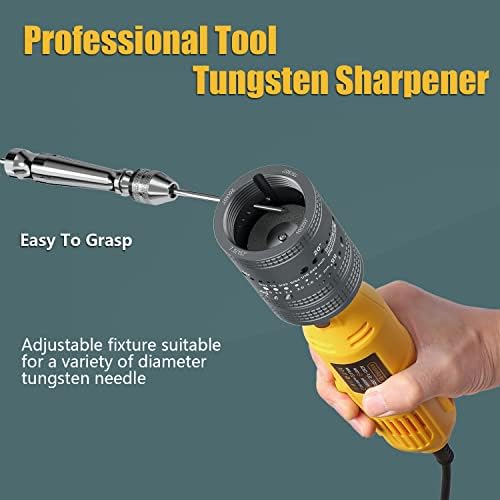 Tungsten Electrode Sharpener Grinder Head,TIG Welding Tool with Cut-Off Slot with 6 size 8Angles, 48 Holes, 10 Double Diamond Wheels, 3 CNC Mandrel Suitable For Most Rotary tool