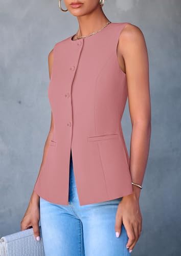 PRETTYGARDEN Women Tailored Suit Vest Business Casual Tops