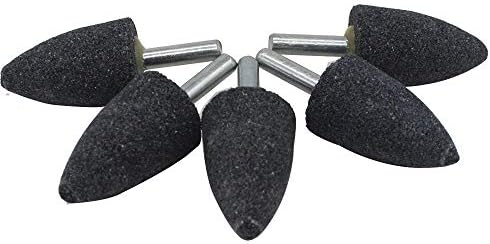 5Pc 1/4" Shank Brown Corundum Grinding Head Cone Shaped Grinding Wheel Abrasive Mounted Grinding Point Stone Rotary Tools Deburring Polishing - Diameter:25mm
