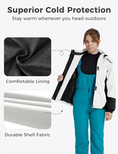 wantdo Girls Winter Ski Coat Fleece Snowboarding Jacket Waterproof 10000mm