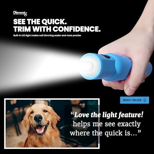 Diamondg Micro Dog Nail Grinder - Quiet Sound with LED Light, Light Blue