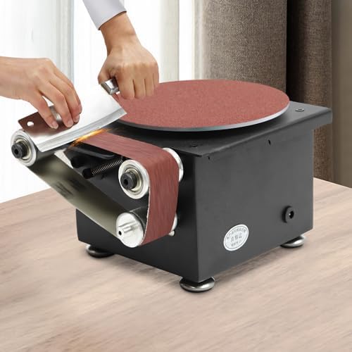 Mini Belt Disc Sander, 6 Inch Electric Disc Sander Machine, 100W Edge Sharpener Mini Bench Polisher Tools Kits for Wood, Metal, Stone, Stainless Steel