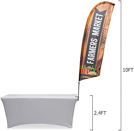 Vispronet Farmers Market Small Feather Flag Kit with Table Clamp – 1.8ft x 6.6ft Flag – Stands about 8.2ft Tall – Great for Businesses, Storefronts, Job Fairs, and Festivals – Printed in the USA