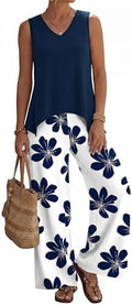 WIHOLL Two Piece Sets for Women Dressy Lounge Sets Summer Outfits Cruise Travel Beach Vacation Casual Wide Leg Pants Set