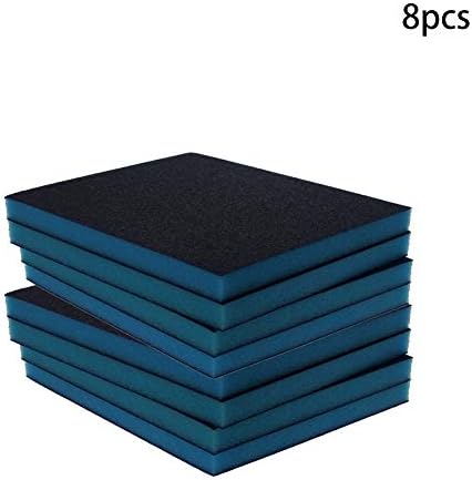 Utoolmart Sanding Sponge Sanding Blocks, 100 Grit Wet Dry Sandpaper Sponge, Washable and Reusable Sand Sponge Kit, for Kitchen Cookware Cleaning and Rust Removal of Rusted Metal, Blue, 8 Pcs