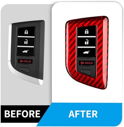 T-carbon Key Fob Cover with Keychain Fits Acura MDX 2023 4Buttons Smart Remote Keyless Accessories,Glass Fiber Key Case Protector Fits Acura Integra RDX RLX NSX ILX TLX TLX-L CDX 2022-2025 Red