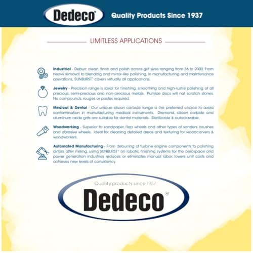 Dedeco Sunburst Radial Bristle Discs 48-Pack - 3/4" Curved - Yellow 80 Grit (Coarse) - Aluminum Oxide for Polishing & Finishing
