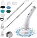 Electric Spin Scrubber 8-in-1 with MOP Clip - Adjustable Extension Arm & 8 Replaceable Brushes - Cordless Cleaning Power Shower Grout Scrubber for Kitchen, Bathroom, Tub, Tile, Floor