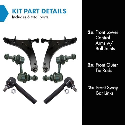 TRQ Front Steering & Suspension Kit Control Arm with Ball Joint Sway Bar