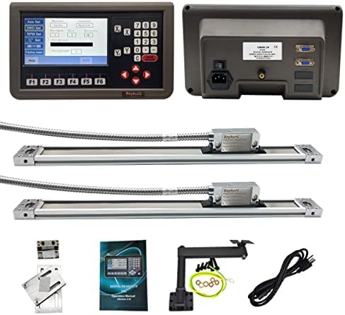 LCD Screen 2 Axis Digital Readout Display High Accuracy Magnetic Scale Encoder 1um Resolution 320mm and 5um Resolution 1020mm ((12"x40") for Lathe Machine