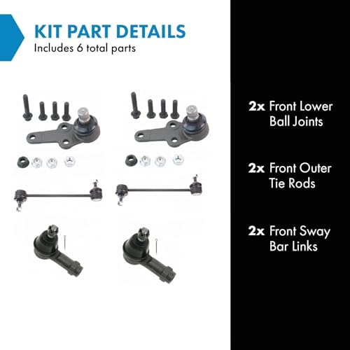 TRQ Front Steering & Suspension Kit Ball Joint Sway Bar Stabilizer Link Tie