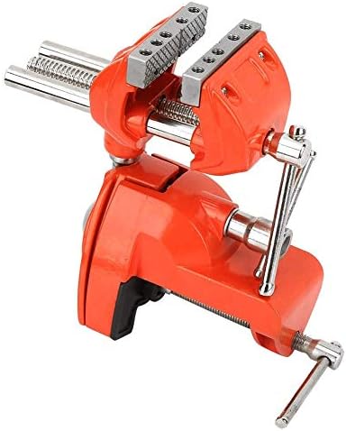 Oumefar Aluminum Mini Table Clamp Vise, 2.8 Inch Jaw Width, Swivel 360 Degree Rotating, Universal Bench Vise, Silver