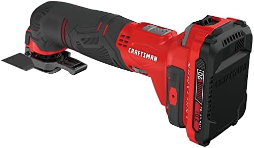 CRAFTSMAN V20 Cordless Oscillating Tool Kit Multi-Tool with Blades, Sand Paper, Battery and Charger Included (CMCE501D1)