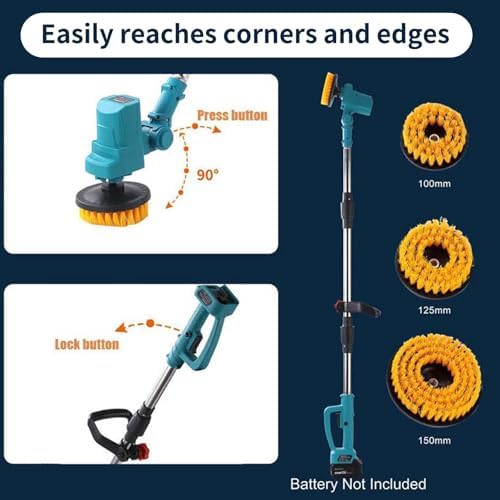 Electric Spin Scrubber for Makita 18V Battery, Extra Long Foldable 1800RPM Cleaning Brush