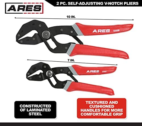 ARES 51009 2-Pc Self-Adjusting V-Notch Pliers Set - 7-In & 10-In