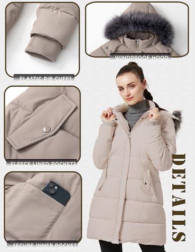 GGleaf Women's Winter Puffer Coat with Removable Fur Hood Warm Snow Jacket