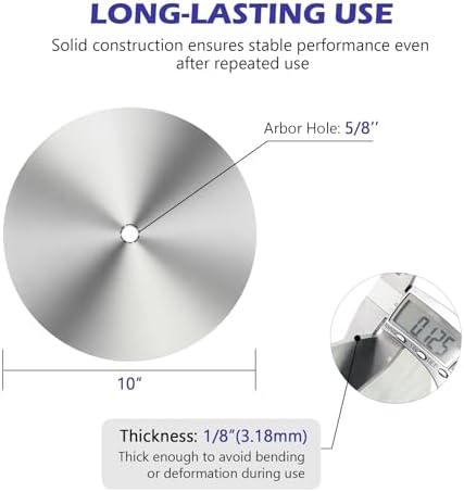 High Precision 10" Table Saw Calibration Steel Plate - 5/8" Arbor Hole, 1/8" Thick #42 Alloy Steel Sanding Disk for Table Saw Calibration & Grinding (1PC)