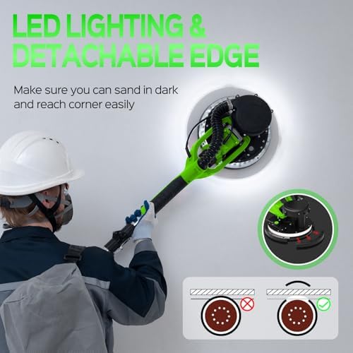 Drywall Sander, 8-Amp Drywall Sander with Vacuum Dust Collector,Light Green