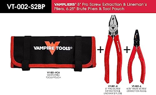 VAMPLIERS 2-PC Screw Extractor Pliers Set 8" Pro + 6.25" Black Oxide, Pouch