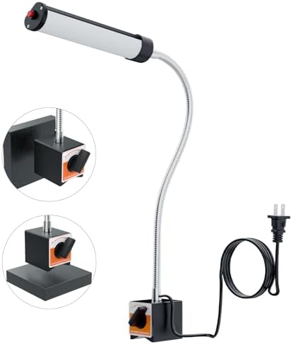 24W LED Magnetic Work Light, 2400 Lumen Flexible Gooseneck Work Light with Adjustable Magnetic Base, Industrial Light for Lathe CNC Milling Drillpress Sewing Machine