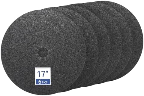 HUAALIUCHE Floor Sanding Disc Cloth-Backed Silicon Carbide，17" x 2" Holes for Concrete, Stone, 36 Grit, 6-Pack