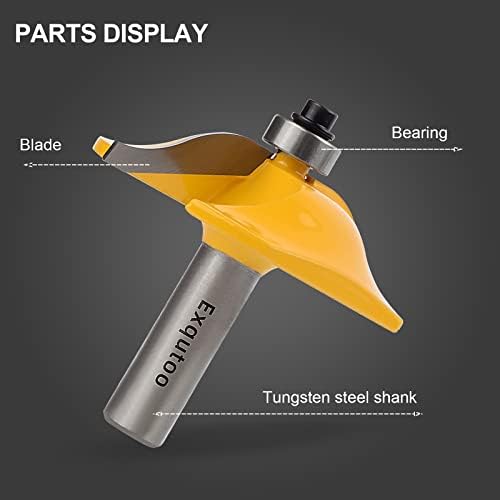 Exqutoo 3PCS 1/2" Shank Router Bit Set