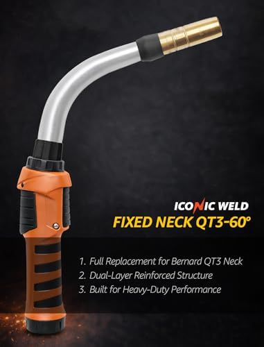 Mig Welding Gun Accessories Aluminium Fixed Neck QT3-60° Replacement for Bernard style Neck QT3