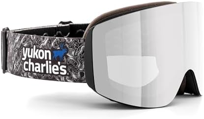 Yukon Charlie's Ropeline Adult Snow Goggles - Removable Magnetic Cylindrical Lens - Boosted Contrast, Reduced Glare, Anti-Fog