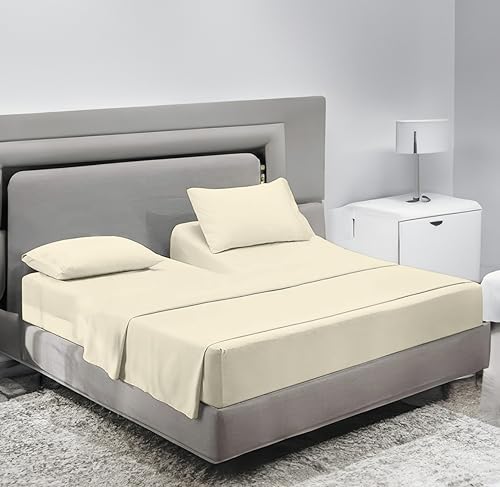SCI Top Split Flex Sheet Set for Adjustable Bed King Size ,Ivory