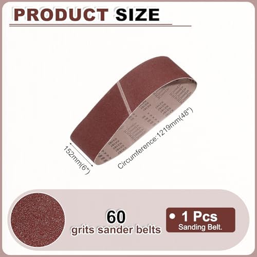 HARFINGTON 6 x 48 Inch Sanding Belts, 60 Grits Aluminum Oxide