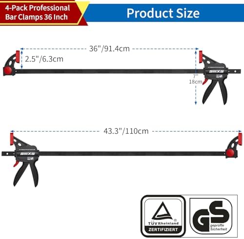 4-Pack 36" Bar Clamps for Woodworking Set with GS Certificate