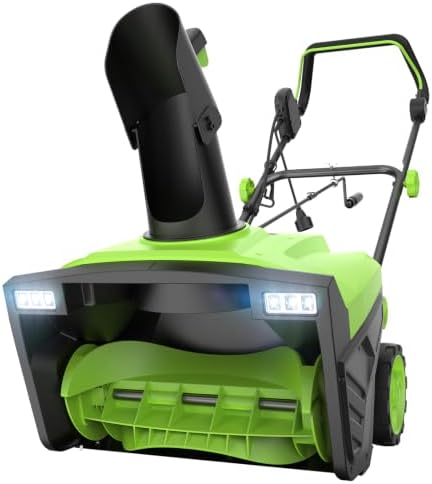STEELITE 20 Inch Corded Electric Snow Blower, 15 Amp, Dual LED Lights, Adjustable Chute