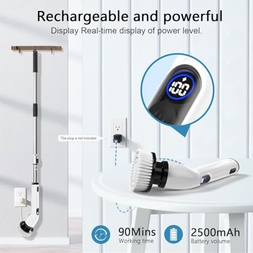 TUYU Electric Spin Scrubber,8 Replaceable Brush Heads for Home